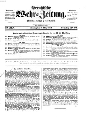 Preußische Wehr-Zeitung Sonntag 7. März 1852