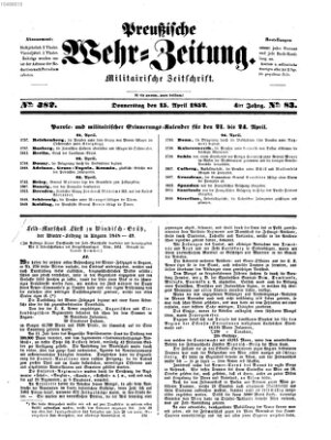 Preußische Wehr-Zeitung Donnerstag 15. April 1852