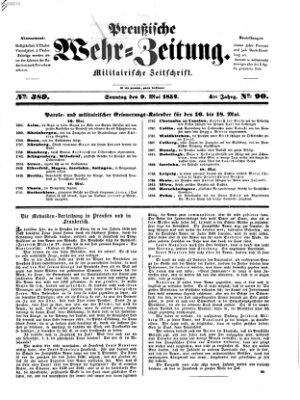 Preußische Wehr-Zeitung Sonntag 9. Mai 1852