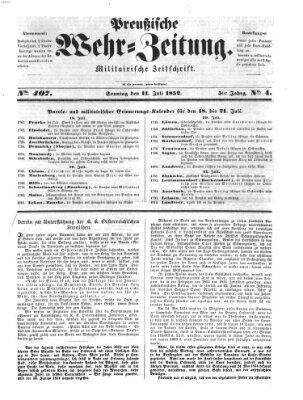 Preußische Wehr-Zeitung Sonntag 11. Juli 1852