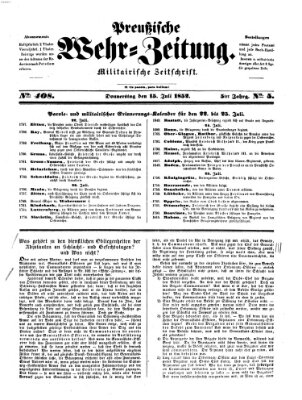 Preußische Wehr-Zeitung Donnerstag 15. Juli 1852