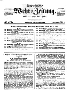 Preußische Wehr-Zeitung Donnerstag 22. Juli 1852