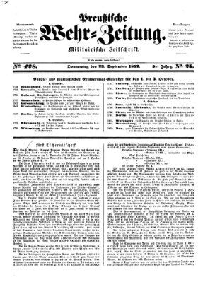 Preußische Wehr-Zeitung Donnerstag 23. September 1852