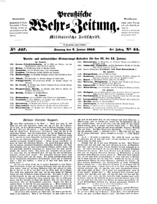 Preußische Wehr-Zeitung Sonntag 2. Januar 1853