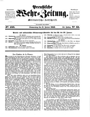 Preußische Wehr-Zeitung Donnerstag 6. Januar 1853