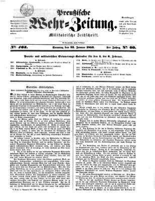 Preußische Wehr-Zeitung Sonntag 23. Januar 1853