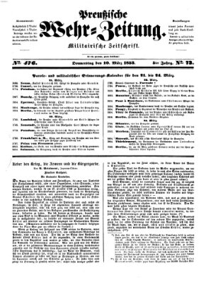 Preußische Wehr-Zeitung Donnerstag 10. März 1853