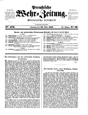 Preußische Wehr-Zeitung Sonntag 20. März 1853