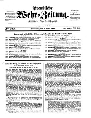 Preußische Wehr-Zeitung Donnerstag 7. April 1853