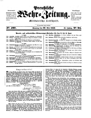 Preußische Wehr-Zeitung Sonntag 22. Mai 1853