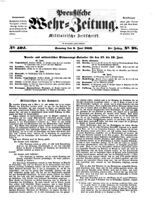 Preußische Wehr-Zeitung Sonntag 5. Juni 1853