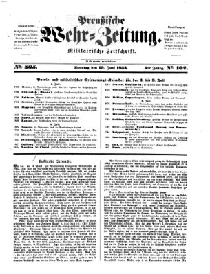 Preußische Wehr-Zeitung Sonntag 19. Juni 1853