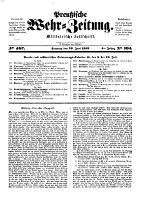 Preußische Wehr-Zeitung Sonntag 26. Juni 1853