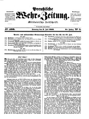 Preußische Wehr-Zeitung Sonntag 3. Juli 1853