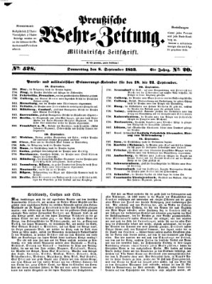 Preußische Wehr-Zeitung Donnerstag 8. September 1853