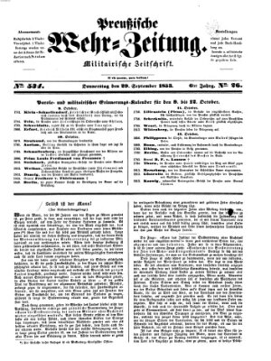 Preußische Wehr-Zeitung Donnerstag 29. September 1853