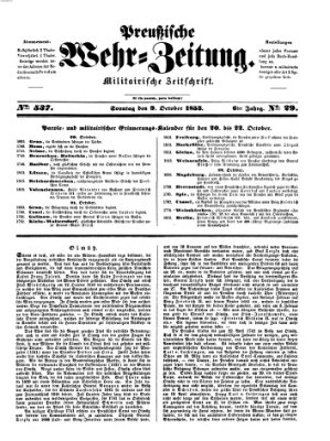 Preußische Wehr-Zeitung Sonntag 9. Oktober 1853