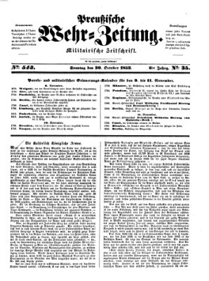 Preußische Wehr-Zeitung Sonntag 30. Oktober 1853