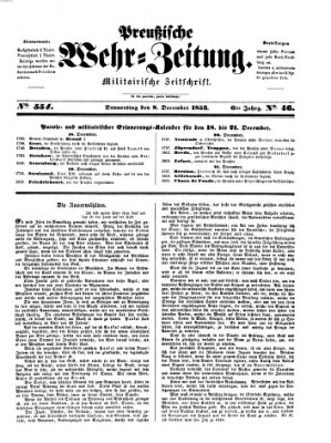 Preußische Wehr-Zeitung Donnerstag 8. Dezember 1853