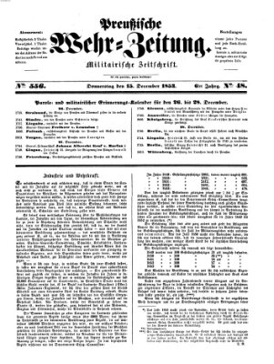 Preußische Wehr-Zeitung Donnerstag 15. Dezember 1853