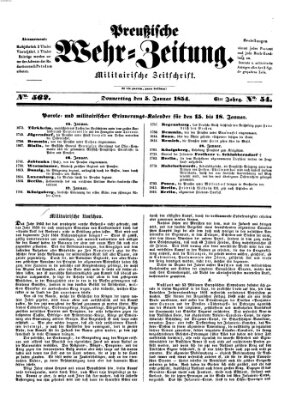 Preußische Wehr-Zeitung Donnerstag 5. Januar 1854