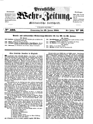 Preußische Wehr-Zeitung Donnerstag 19. Januar 1854