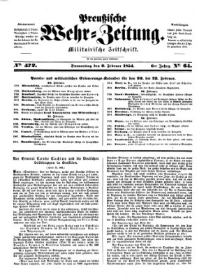 Preußische Wehr-Zeitung Donnerstag 9. Februar 1854