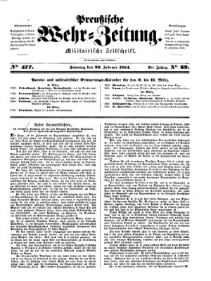 Preußische Wehr-Zeitung Sonntag 26. Februar 1854