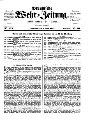 Preußische Wehr-Zeitung Donnerstag 2. März 1854