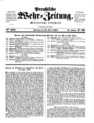 Preußische Wehr-Zeitung Sonntag 12. März 1854