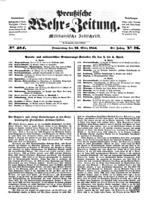 Preußische Wehr-Zeitung Donnerstag 23. März 1854