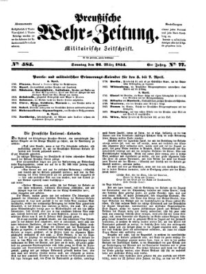 Preußische Wehr-Zeitung Sonntag 26. März 1854