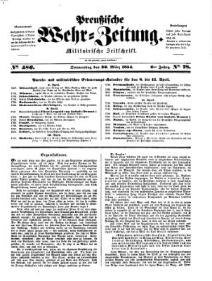 Preußische Wehr-Zeitung Donnerstag 30. März 1854