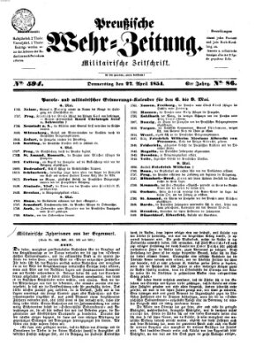 Preußische Wehr-Zeitung Donnerstag 27. April 1854