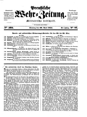 Preußische Wehr-Zeitung Sonntag 30. April 1854