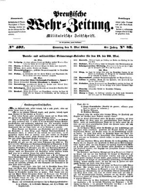 Preußische Wehr-Zeitung Sonntag 7. Mai 1854