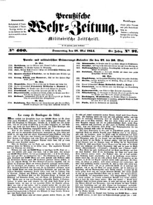 Preußische Wehr-Zeitung Donnerstag 18. Mai 1854