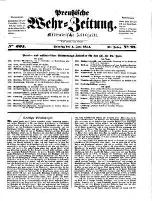 Preußische Wehr-Zeitung Sonntag 4. Juni 1854