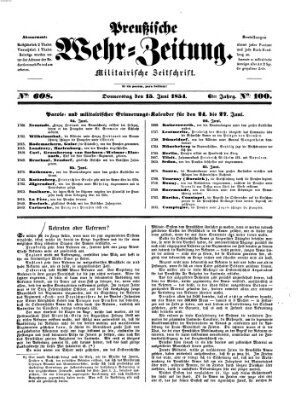 Preußische Wehr-Zeitung Donnerstag 15. Juni 1854