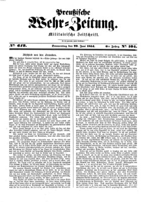 Preußische Wehr-Zeitung Donnerstag 29. Juni 1854