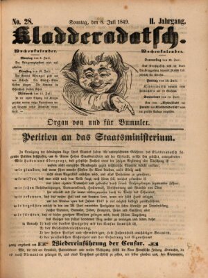 Kladderadatsch Sonntag 8. Juli 1849