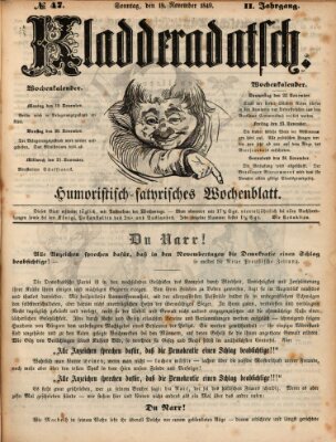 Kladderadatsch Sonntag 18. November 1849