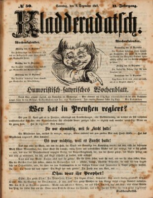 Kladderadatsch Sonntag 9. Dezember 1849