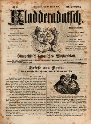 Kladderadatsch Sonntag 27. Januar 1850