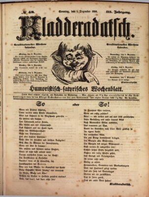 Kladderadatsch Sonntag 1. Dezember 1850