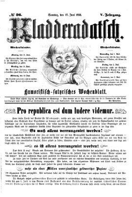 Kladderadatsch Sonntag 27. Juni 1852