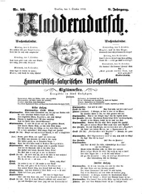 Kladderadatsch Sonntag 5. Oktober 1856