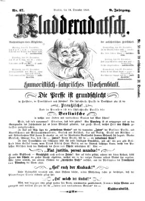 Kladderadatsch Sonntag 14. Dezember 1856