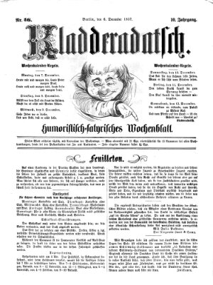 Kladderadatsch Sonntag 6. Dezember 1857