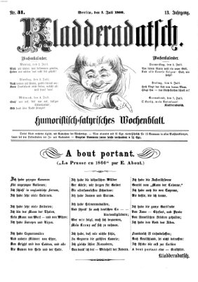 Kladderadatsch Sonntag 1. Juli 1860